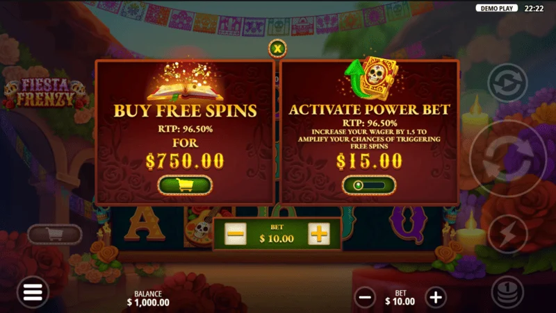 Fiesta Frenzy - Bonus Buy skærm