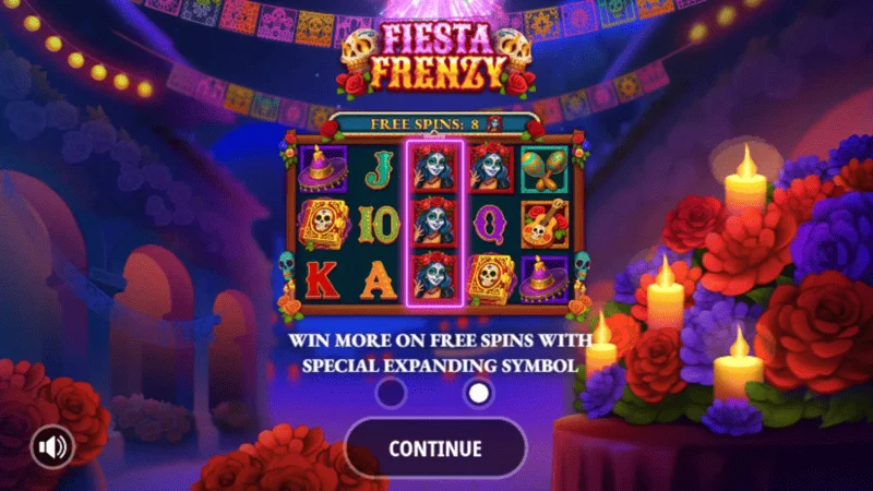 Fiesta Frenzy - Hovedmenu og indsatsindstillinger